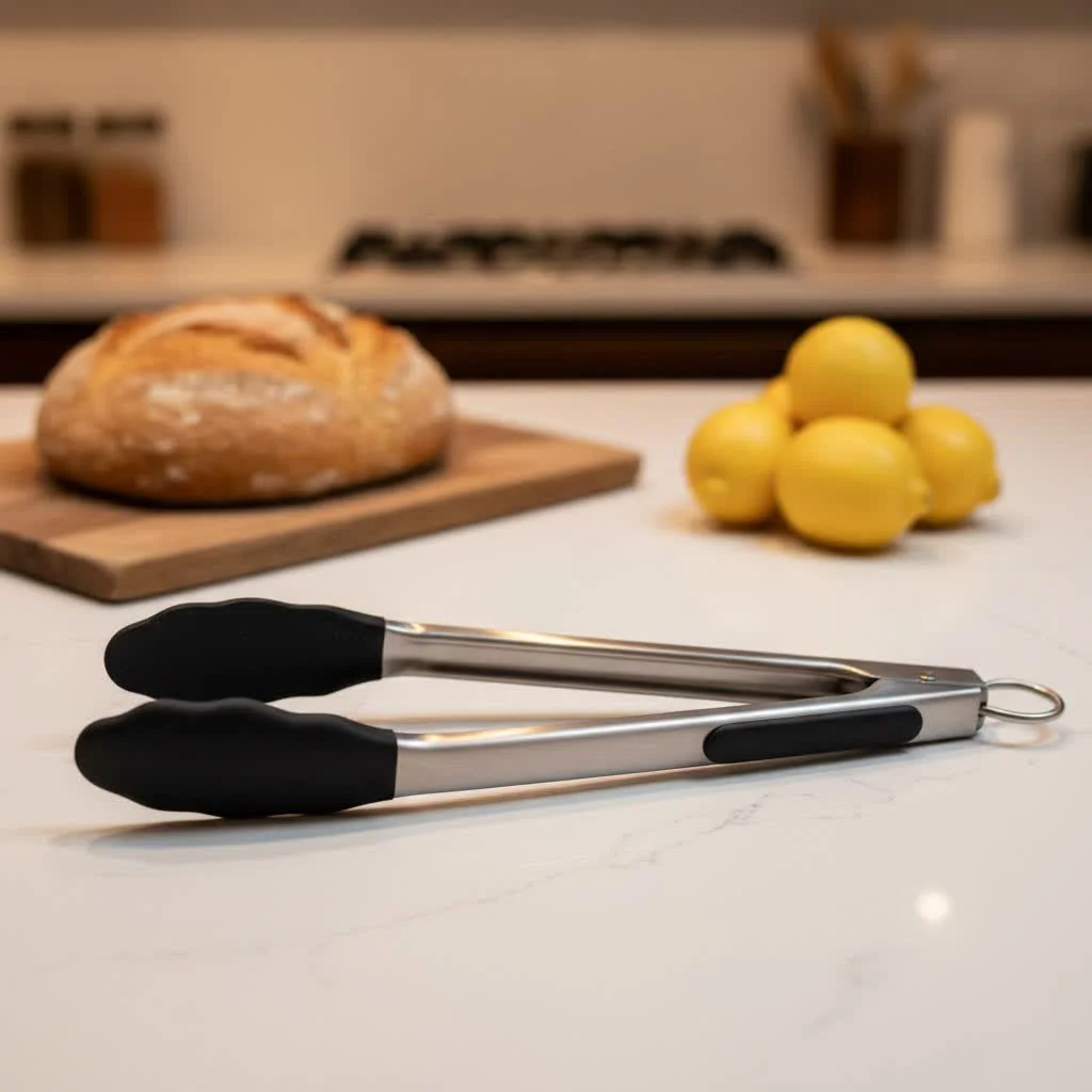 Stainless steel kitchen tongs for cooking