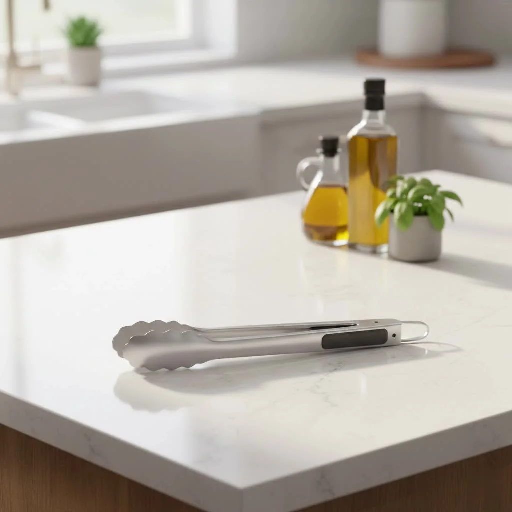 Stainless steel kitchen tongs with silicone tips